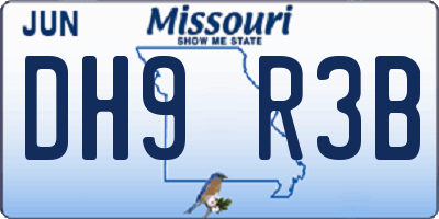 MO license plate DH9R3B