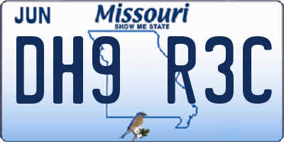 MO license plate DH9R3C