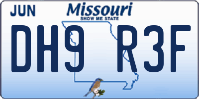 MO license plate DH9R3F