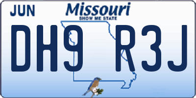 MO license plate DH9R3J