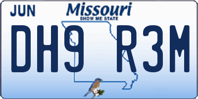 MO license plate DH9R3M