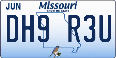 MO license plate DH9R3U