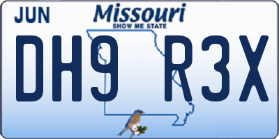 MO license plate DH9R3X
