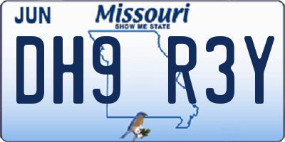 MO license plate DH9R3Y