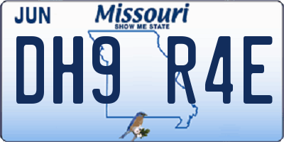 MO license plate DH9R4E