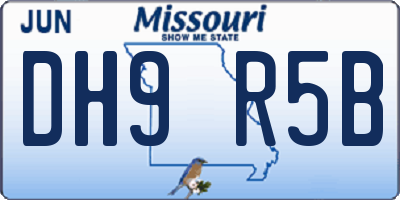 MO license plate DH9R5B