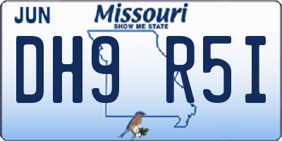 MO license plate DH9R5I