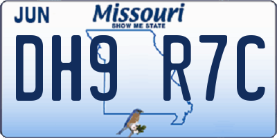 MO license plate DH9R7C