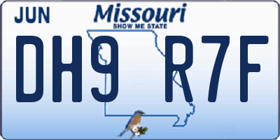 MO license plate DH9R7F