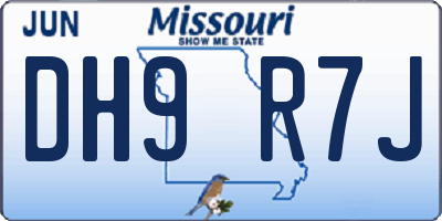 MO license plate DH9R7J