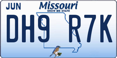 MO license plate DH9R7K