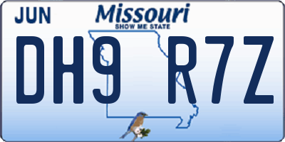 MO license plate DH9R7Z