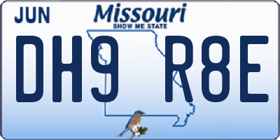 MO license plate DH9R8E