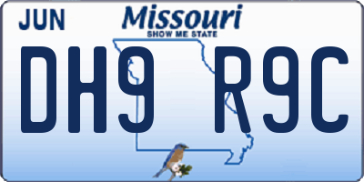 MO license plate DH9R9C