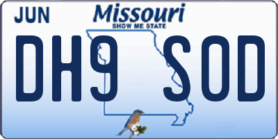 MO license plate DH9S0D