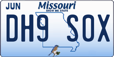 MO license plate DH9S0X