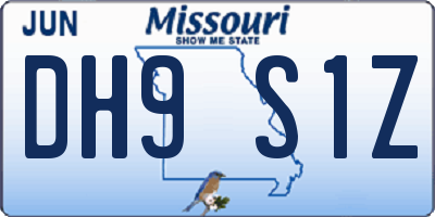 MO license plate DH9S1Z