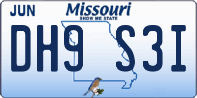MO license plate DH9S3I