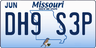 MO license plate DH9S3P