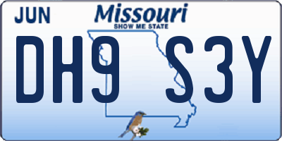 MO license plate DH9S3Y