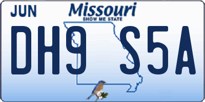 MO license plate DH9S5A