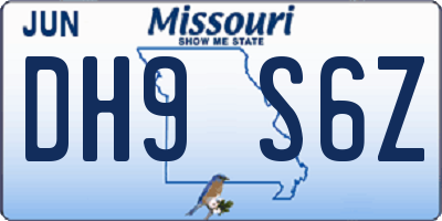 MO license plate DH9S6Z