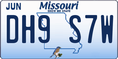 MO license plate DH9S7W