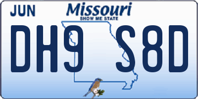 MO license plate DH9S8D