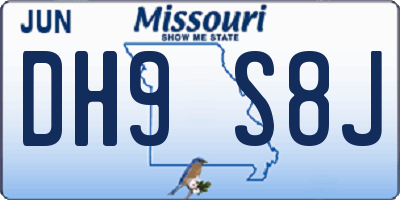MO license plate DH9S8J