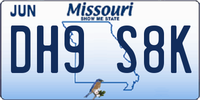 MO license plate DH9S8K