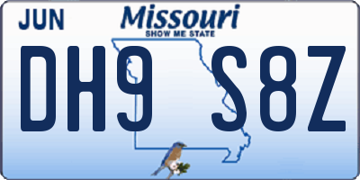 MO license plate DH9S8Z