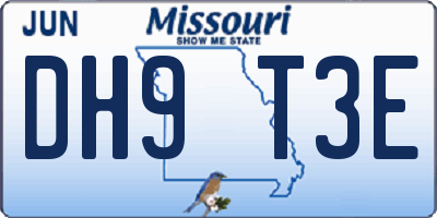MO license plate DH9T3E