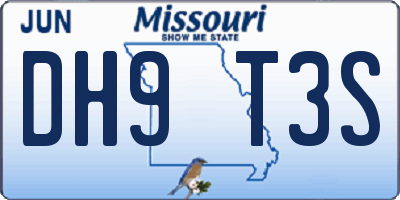 MO license plate DH9T3S