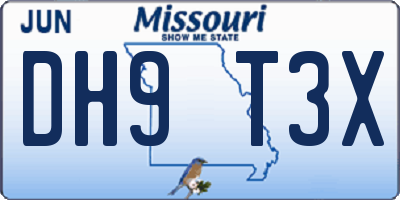 MO license plate DH9T3X