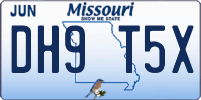 MO license plate DH9T5X