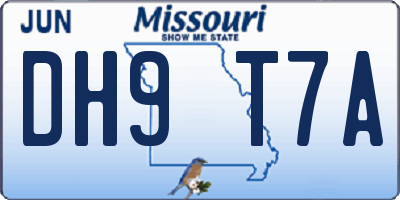 MO license plate DH9T7A