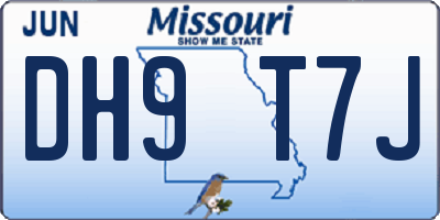 MO license plate DH9T7J