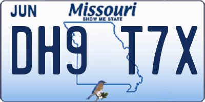 MO license plate DH9T7X