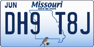 MO license plate DH9T8J