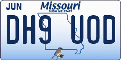 MO license plate DH9U0D