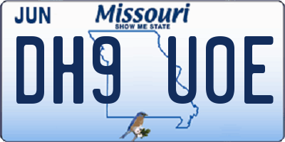 MO license plate DH9U0E