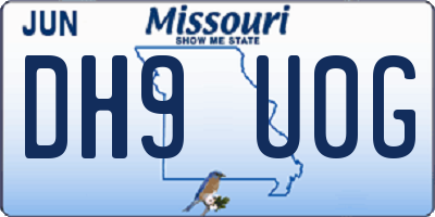 MO license plate DH9U0G