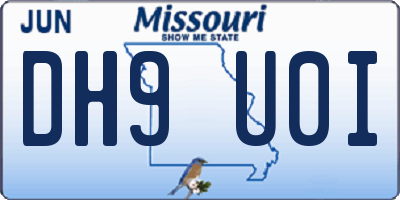 MO license plate DH9U0I