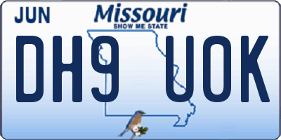 MO license plate DH9U0K