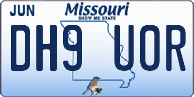 MO license plate DH9U0R