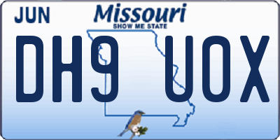 MO license plate DH9U0X