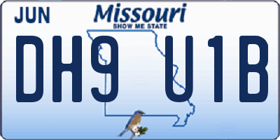 MO license plate DH9U1B