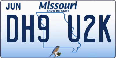 MO license plate DH9U2K