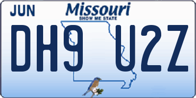 MO license plate DH9U2Z