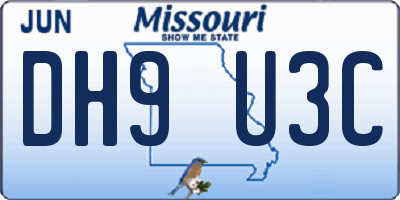 MO license plate DH9U3C
